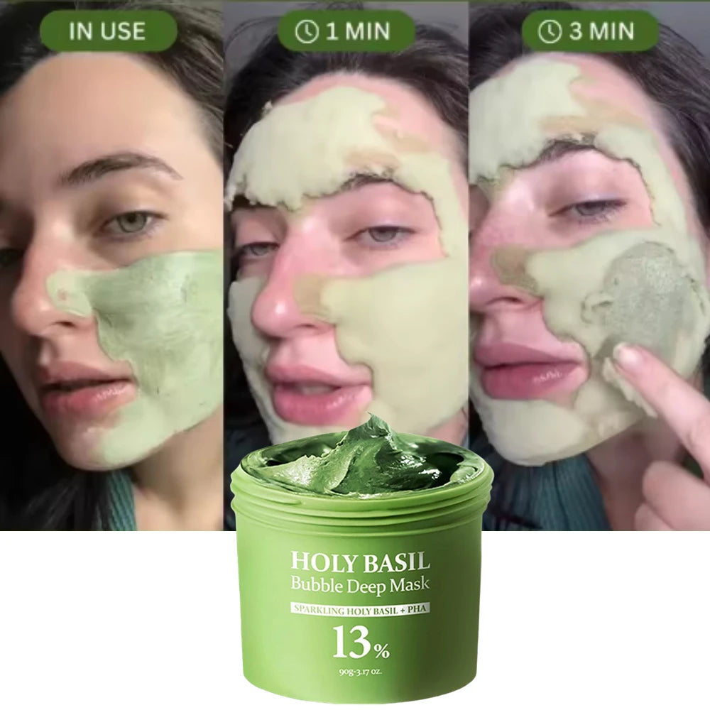 Transform Your Skin with the Korean Carbonic Acid Holy Basil Bubble Mask - Exfoliate, Deep Cleanse, and Achieve Pore-Perfect Radiance!