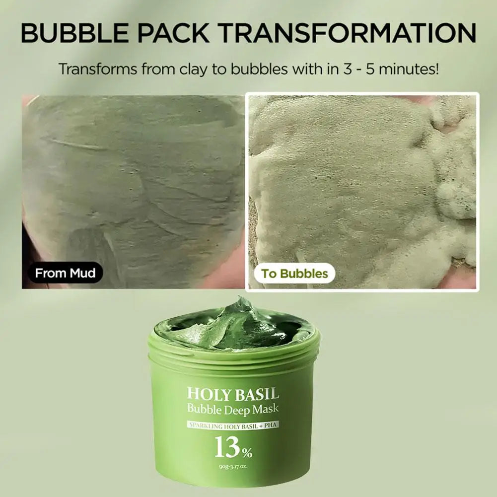 Transform Your Skin with the Korean Carbonic Acid Holy Basil Bubble Mask - Exfoliate, Deep Cleanse, and Achieve Pore-Perfect Radiance!